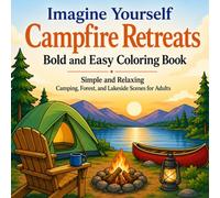 Imagine Yourself Campfire Retreats Bold and Easy Coloring Book: Simple and Relaxing Camping, Forest, and Lakeside Scenes for Adults