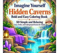 Imagine Yourself Hidden Caverns Bold and Easy Coloring Book: Simple and Relaxing Cave, Grotto, and Underground Scenes for Adults Easy Cutout Pages Edition