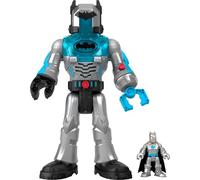 Imaginext DC Super Friends - Batman Insider e il Bat Bot Difensore Grigio, robot alto 30+ cm con luci e suoni con personaggio, accessori e 2 proiettili inclusi, giocattolo per bambini, 3+ anni, HMK88