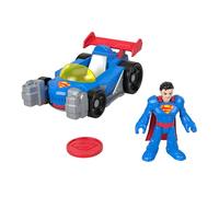 Imaginext DC Super Friends - Metal Force Supermobile, veicolo attivabile con luci e suoni, personaggio Superman, lanciatore e 2 dischi inclusi, giocattolo per bambini, 3+ anni, JFJ69
