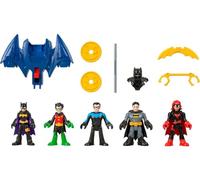 Imaginext DC Super Friends - Multipack Batman, set da 5 personaggi snodati e 7 accessori, include Batglider che lancia i proiettili, avventure di Gotham City, giocattolo per bambini, 3+ anni, HML03
