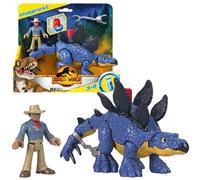imaginext jurassic world stegosaurus e dr. grant - set di action figure