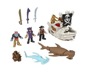 Imaginext Nave Pirata di Billy Bones, Set di Gioco con Accessori | 3 personaggi e nave pirata con mani scheletro, lanciatore e 7 accessori, per avventure piratesche, JLC51