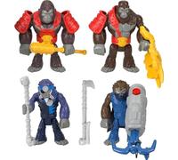 Imaginext - Set Esercito dei Gorilla, include 4 personaggi snodati, 2 scimmie e 2 gorilla, 4 accessori da combattimento e un lancia-arpione per battaglie epiche, giocattolo per bambini, 3+ anni, HML57