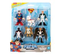 Imaginext Superman - Set Personaggi, include 5 supereroi e un super-criminale dal film, colleziona Superman, Hawkgirl, Lanterna Verde, Mr. Terrific, Krytpo il Supercane e Kaju, 3+ anni, JDL09