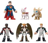 Imaginext Superman - Set Personaggi, include 5 supereroi e un super-criminale dal film, colleziona Superman, Hawkgirl, Lanterna Verde, Mr. Terrific, Krytpo il Supercane e Kaju, 3+ anni, JDL09
