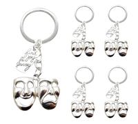 iMagitek 25 portachiavi con maschera drammatica, regalo teatrale, regalo per commedia, tragedia, maschera, regali per amanti della musica Broadway, Argento, Medium