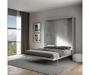 IMAGO FACTORY Kento Mobile Letto a Scomparsa Matrimoniale, Cemento | Letto Richiudibile a Parete, Materasso non Compreso, Arriva Smontato, Made in Italy