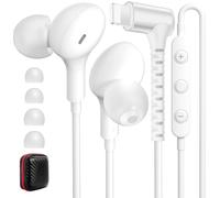 iMangoo Auricolari con cavo Lightning certificato MFi Apple con microfono | Auricolari stereo con cavo ad angolo di 90°, 3 misure, telecomando per palestra, pendolarismo per iPhone 14 Plus, 13, 12