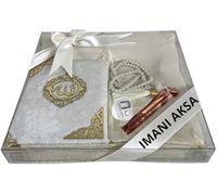Imani Aksa Cofanetto Regalo Musulmano-(Tappeto di preghiera, tasbih, Libro di Sura)- Tappeto da preghiera - Cofanetto Islam-Ramadan,Eid Hajj, Umrah, Matrimonio, Nascita, Mevlid Muslim...