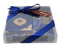 Imani Aksa Islam Tesbih - Tappeto da preghiera extra fine, salvaspazio, regalo per musulmani convertiti 1,20 x 0,70 m, 200 g, Namazlik Seccade Salah Sejadah... (blu)