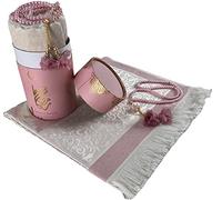 Imani Aksa Ramadan Musulmano,Set regalo per preghiera, tasbih, tappeto da preghiera, tappetino per preghiera, tappeto da preghiera musulmano, cofanetto Islam-Ramadan, Aïd Hajj, nascita, Mevlid (rosa)