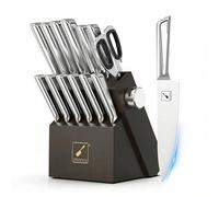 imarku Coltelli Professionali con Ceppo, Set di Coltelli da Cucina Giapponesi da 14 Pezzi in Acciaio Inossidabile con Affilatoio Incorporato, Maniglia Ergonomica