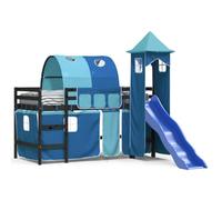 imasay Letto a Soppalco Con spazio di archiviazione con Torre Bambini Blu 80x200cm Massello Pino