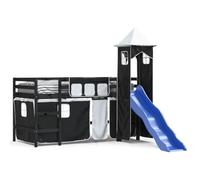 imasay Letto a Soppalco con Torre Bambini Assemblaggio struttura letto Bianco e Nero 80x200cm Pino
