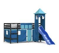 imasay Letto a Soppalco con Torre Bambini Assemblaggio struttura letto Blu 80x200cm Massello Pino