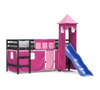 imasay Letto a Soppalco con Torre Bambini Assemblaggio struttura letto Rosa 80x200cm Massello Pino
