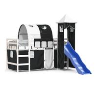 imasay Letto a Soppalco con Torre Bambini Bianco e Nero 90x190cm Pino Assemblaggio struttura letto