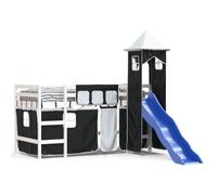 imasay Letto a Soppalco con Torre Bambini Bianco e Nero Assemblaggio struttura letto 80x200cm Pino