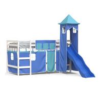 imasay Letto a Soppalco con Torre Bambini Blu Assemblaggio struttura letto 80x200cm Massello Pino