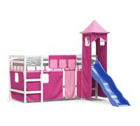 imasay Letto a Soppalco con Torre Bambini Rosa Assemblaggio struttura letto 80x200cm Massello Pino