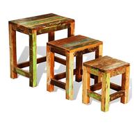 imasay Tavolini Impilabili Set 3 pz in Legno Vintage di Recupero Robusto e durevole