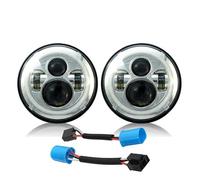 IMAWUHM Faro Anteriore 2pc Per Jeep Per Wrangler 7 Pollici Rotondi DRL Indicatori Di Direzione Halo Fari Con Adattatore 9007 H4 7 "faro Principale(Chrome With Adapter)