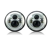 IMAWUHM Faro Anteriore 2pc Per Jeep Per Wrangler 7 Pollici Rotondi DRL Indicatori Di Direzione Halo Fari Con Adattatore 9007 H4 7 "faro Principale(Chrome headlight)