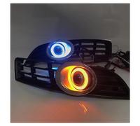 IMAWUHM Faro Anteriore Per VW Per Passat B6 2007-2012 Lampada Fendinebbia Gruppo Luci Guida Cob Angel Eye Luci Diurne A LED Indicatori Direzione(Purple and yellow)