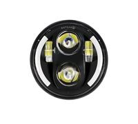 IMAWUHM Faro Fanale Anteriore Faro Anteriore A LED Moto 5,75 Pollici Per Dyna Per Softail Per Sportster 883 XL883 Per FXCW Per Proiettore Per Moto Da 5 3/4" Con Luci Diurne A LED(5.75 black C)