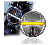 IMAWUHM Faro Fanale Anteriore Faro Anteriore A LED Nero Da 7 Pollici Per Fat Boy Per Street Glide Per Heritage Per Softail(1PCS DRL)