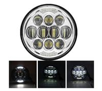 IMAWUHM Faro Fanale Anteriore Per Indian Per Scout Per Sportster Per Dyna Per Iron 883 XL1200 XG750 Faro Anteriore A LED Da 5,75 Pollici Per Moto Da 48 5 3/4 Pollici(80W Chrome)