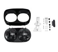 IMAWUHM Faro Fanale Anteriore Per Road Per Glide Per FLTR 2004 2005 2006 2007 2008 2009 2010 2011 2012 2013 Fari A Doppio Proiettore LED Per Moto(Black no Angle Eyes)