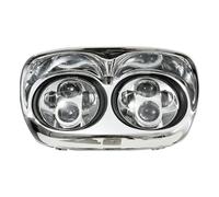 IMAWUHM Faro Fanale Anteriore Per Strada Per Glide Per EFI Per FLTRI 1998-2008 2009 2010 2011 2012 2013 Kit Di Montaggio Faro Anteriore A Doppio LED Da 5,75'' Per Moto(Chrome b)