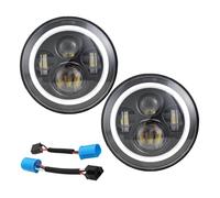 IMAWUHM Faro Principale Fari 2 Fari A LED Da 7 Pollici Rotondi Con Indicatori Direzione DRL Halo Per AM Per General Per Hummer 1992-2001 Per H1 E H2 Dal 2003-2009(Black With Adapter)