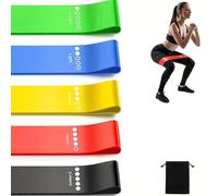 IMAXWAVE Set di 5 fasce elastiche di resistenza per muscoli e fitness, con borsa di stoccaggio, fasce per esercizi per allenamento, allungamento, gambe, glutei, multicolore