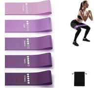 IMAXWAVE Set di 5 fasce elastiche di resistenza per muscoli e fitness, con borsa di stoccaggio, fasce di esercizio per allenamento, allungamento, gambe, glutei, viola