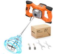 IMAYCC 2100W Betoniera Elettrica per Trapano, Miscelatore per Malta Portatile, Agitatore M14 Regolabile, per Miscelazione di Vernice, Liquame di Cemento, Calcestruzzo, Malta, Foraggio (Arancione)
