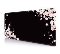 IMAYONDIA Ethereal Sakura Nightfall - Tappetino da scrivania (90 x 40 cm), grande tappetino per mouse da gioco, fiori sereni su sfondo nero, elegante tappetino da scrivania floreale giapponese