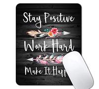 IMAYONDIA - Tappetino per mouse con citazioni motivazionali, motivo "Stay Positive Work", motivo: grano di legno