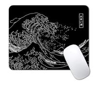 IMAYONDIA Tappetino per mouse giapponese con grande onda, tappetino per mouse da gioco anime nero, tappetino per mouse Kanagawa, base in gomma antiscivolo, tappetino per mouse per computer, per