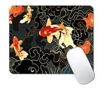 IMAYONDIA Tappetino per mouse giapponese koi, nero e oro, tappetino per mouse anime con base in gomma antiscivolo, tappetino per mouse per computer, accessori per ufficio, regalo, 24 x 20 cm