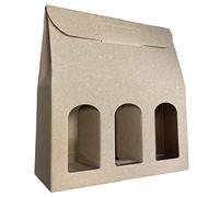 IMBALLAGGI 2000-1 Scatola Portabottiglie Marrone - Scatole di cartone per bottiglie di vino prosecco champagne - Confezione da 3 bottiglie - Ideali per Natale e occasioni speciali