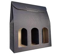 IMBALLAGGI 2000-1 Scatola Portabottiglie Nera - Scatole di cartone per bottiglie di vino prosecco champagne - Confezione da 3 bottiglie - Ideali per Natale e occasioni speciali