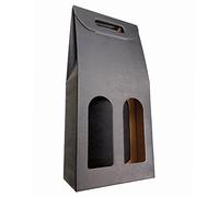 IMBALLAGGI 2000-20 Scatole Portabottiglie Nera - Scatole di cartone per bottiglie di vino prosecco champagne - Confezione da 2 bottiglie - Ideali per Natale e occasioni speciali