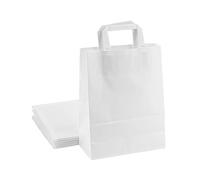 IMBALLAGGI 2000-5 Buste Shopper Carta Bianca 22x29x10 cm con Manici Piatta - Ecologiche e Resistenti
