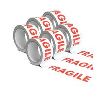 IMBALLAGGI 2000 - Nastro da Imballo Stampato Fragile - Nastro Adesivo Pacchi da Imballaggio - 50x66-6 Pezzi