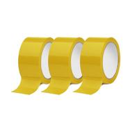 IMBALLAGGI 2000 - Nastro Adesivo Pacchi Giallo in Polipropilene 3Pz 5cm x 66Mt x 76 mm, Nastro Adesivo Colorato Resistente a Strappo Silenzioso, Nastro Imballaggio per Spedizioni Scatoloni e Trasloco