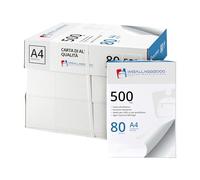 IMBALLAGGI 2000 - Risma Carta A4, 5 Pack da 500 Fogli 80 gr/mq Tot 2500 - Ideale per Rifornimento Cancelleria Ufficio, Bianca, Tutte le Stampanti