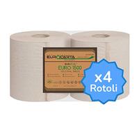 IMBALLAGGI 2000 - Rotoloni Asciugatutto, Carta Cucina 100% Riciclata, Bobina 25H cm e 25Ø cm, 4x800 Strappi 25x20 cm, Rotoli Carta Uso Domestico e Industriale Validi come Panno Carta Alimentare